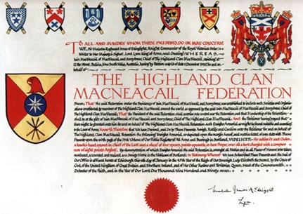 Clan MacNicol Federation Grant from Lyon Court