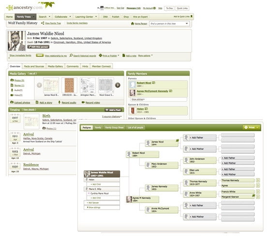 Ancestor Profile and Family Tree Map
